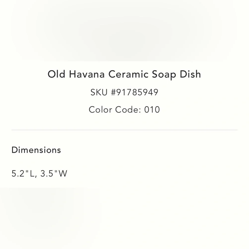 Anthropologie Old Havana Ceramic Soap Dish in White NEW